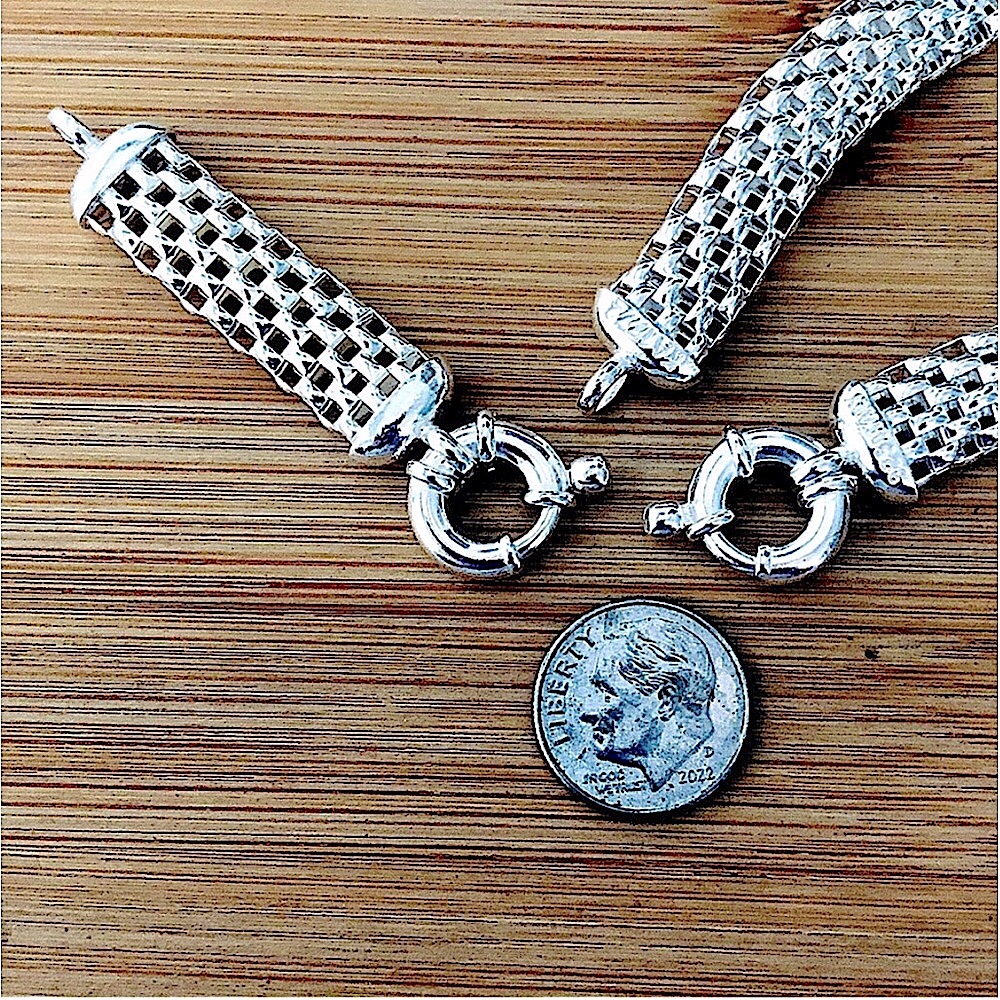 $148 Italian Woven Designer Estate Chain Sterling 20.3 Grams 925 ITALY KA 1772 - Picture 4 of 5